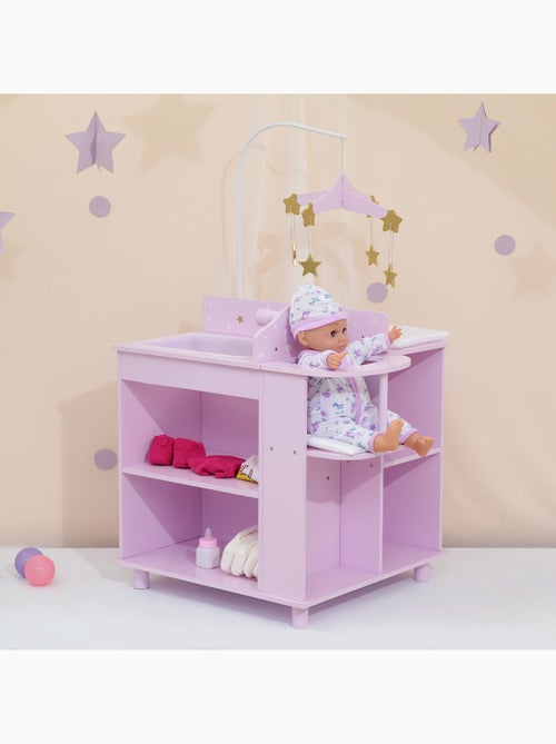 Table à langer poupée bois étoiles avec rangement - Kiabi Table à langer poupée bois étoiles avec rangement - Kiabi
