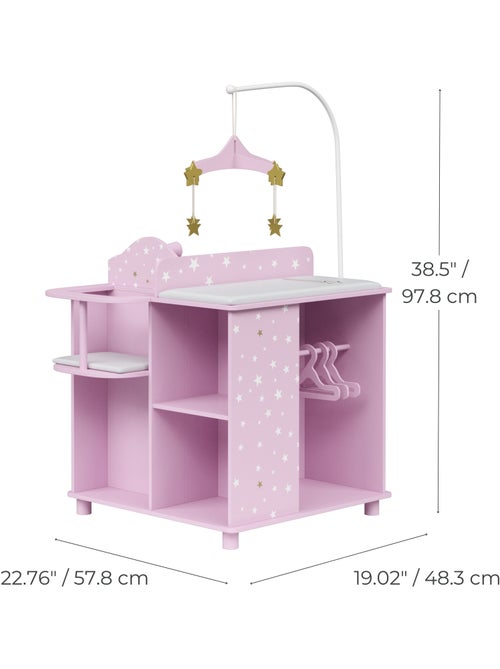 Table à langer poupée bois étoiles avec rangement - Kiabi Table à langer poupée bois étoiles avec rangement - Kiabi