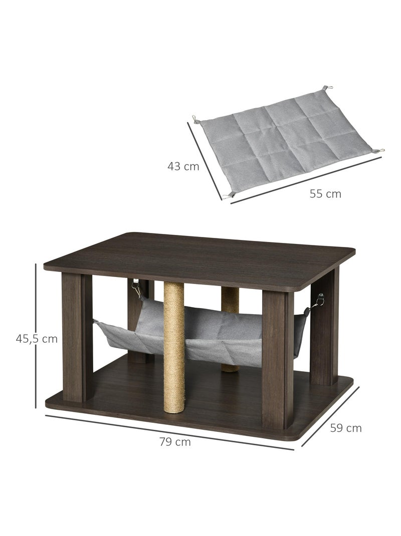 Table basse arbre à chat 2 en 1 polyester aspect bois gris Gris - Kiabi