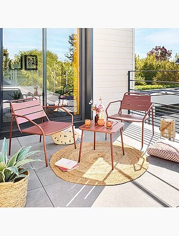 Table basse de jardin carrée en acier pieds ajustables PHUKET