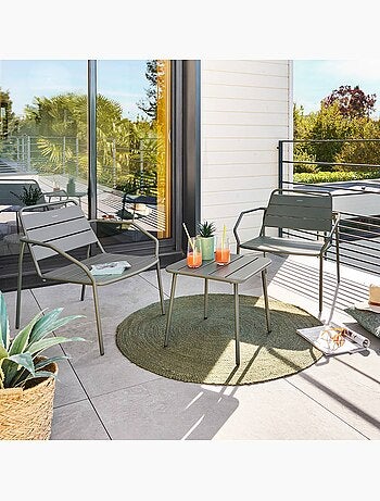 Table basse de jardin carrée en acier pieds ajustables PHUKET