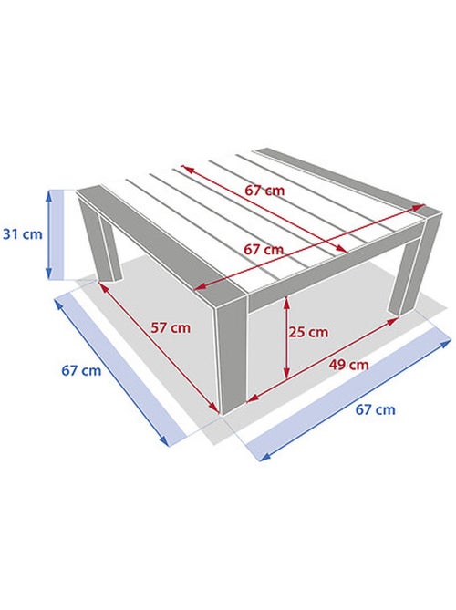 Table basse de jardin carrée en aluminium à lattes ÉVASION - Kiabi Table basse de jardin carrée en aluminium à lattes ÉVASION - Kiabi
