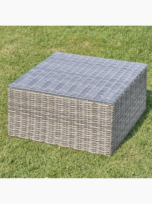 Table basse de jardin carrée en résine tressée plateau verre trempé MOORÉA - Kiabi Table basse de jardin carrée en résine tressée plateau verre trempé MOORÉA - Kiabi