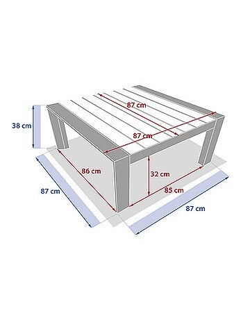 Table basse de jardin en aluminium effet bois EVASION