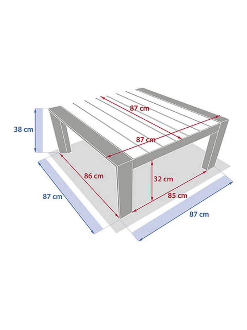 Table basse de jardin en aluminium effet bois EVASION Gris foncé - Kiabi