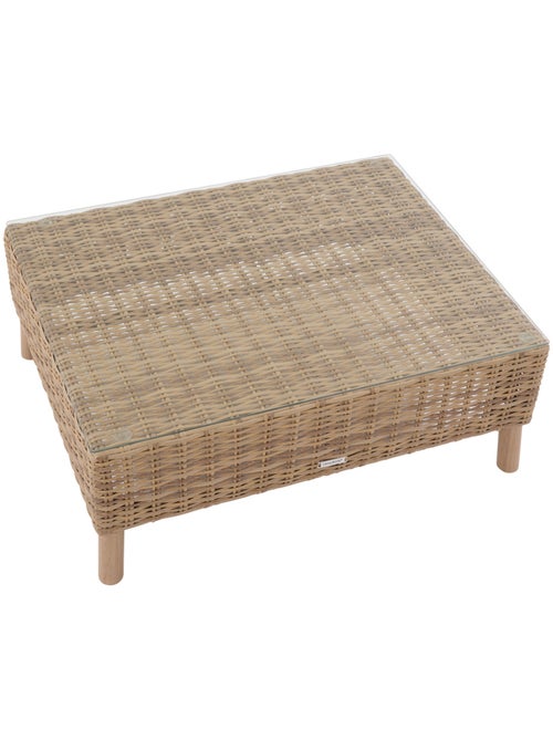 Table basse de jardin en résine tressée et verre trempé MOOREA - Kiabi Table basse de jardin en résine tressée et verre trempé MOOREA - Kiabi