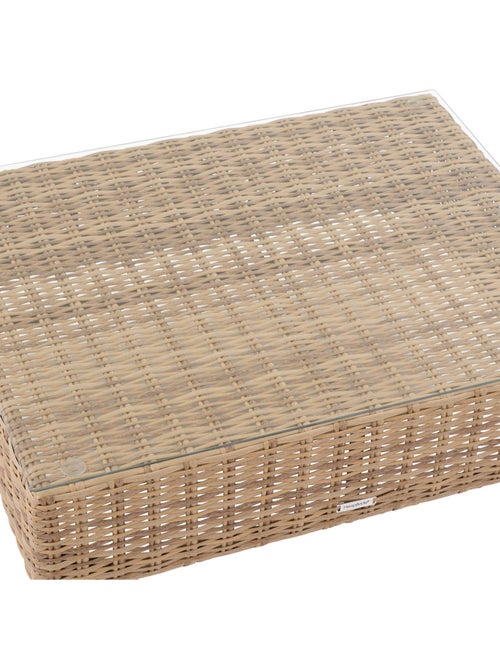 Table basse de jardin en résine tressée et verre trempé MOOREA - Kiabi Table basse de jardin en résine tressée et verre trempé MOOREA - Kiabi