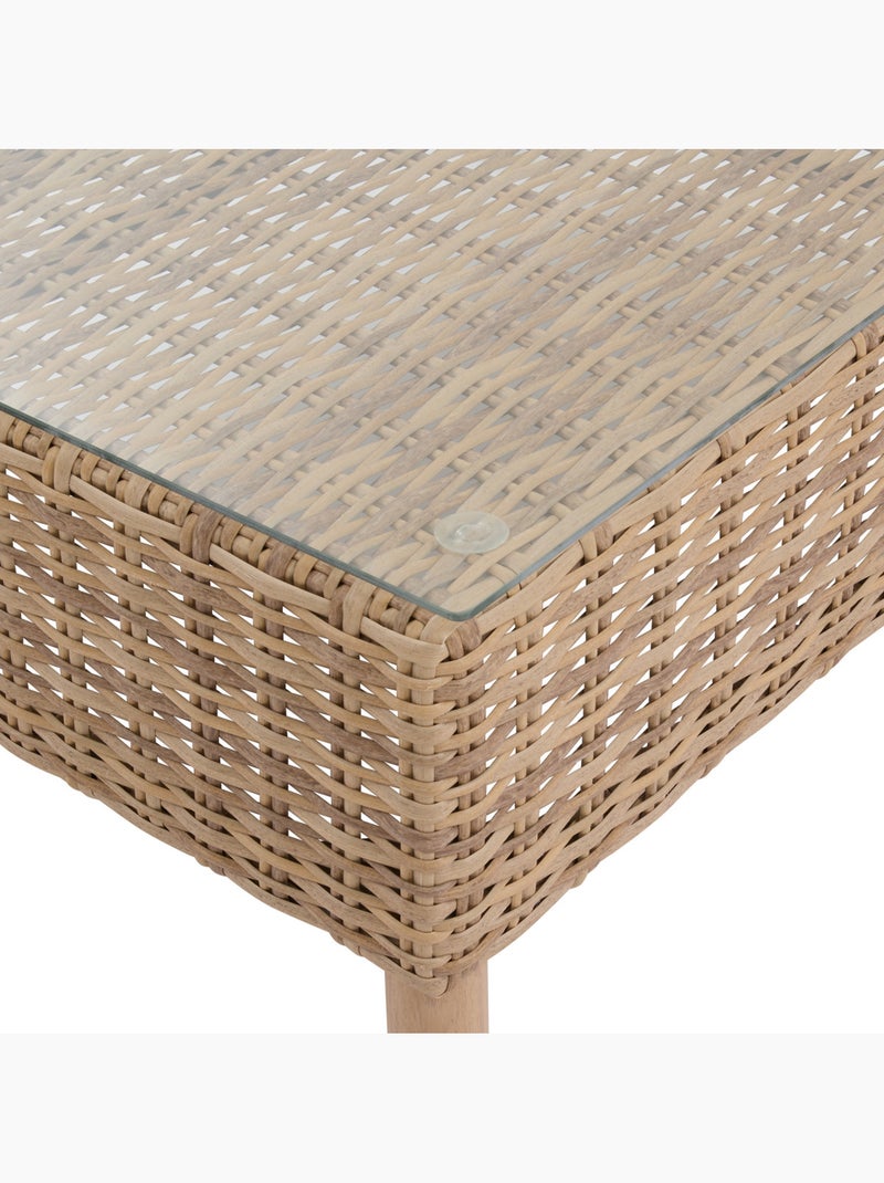 Table basse de jardin en résine tressée et verre trempé MOOREA Beige - Kiabi