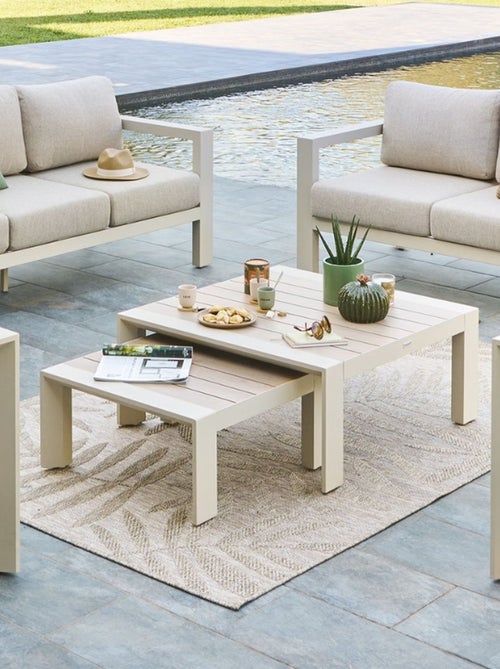 Table basse de jardin petit modèle en aluminium effet bois EVASION - Kiabi