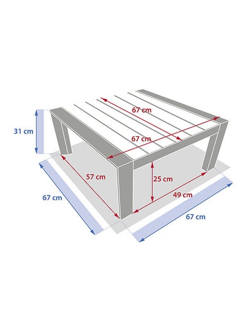 Table basse de jardin petit modèle en aluminium effet bois EVASION - Kiabi