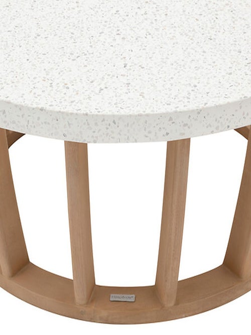 Table basse de jardin ronde en bois et béton LEMINDO - Kiabi