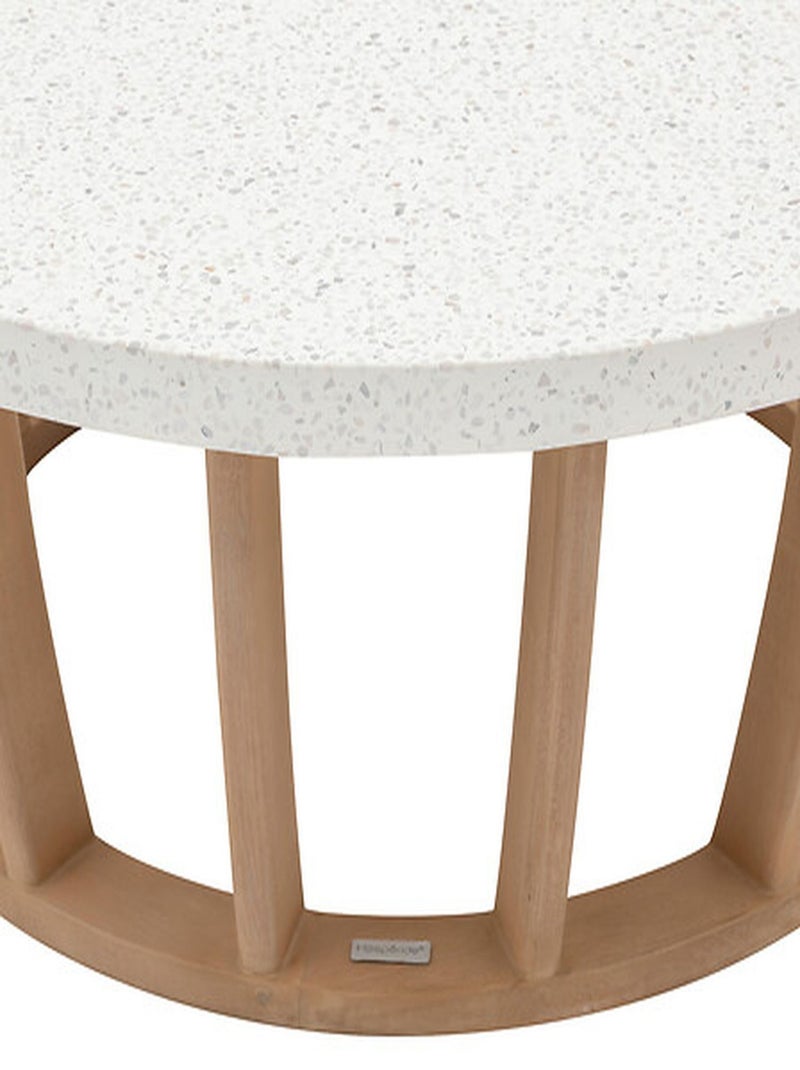 Table basse de jardin ronde en bois et béton LEMINDO Marron - Kiabi
