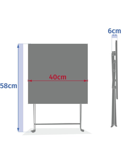 Table basse pliante carrée 2 places GREENSBORO - Kiabi