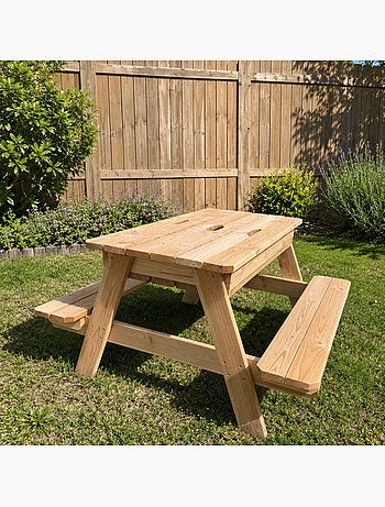 Table bois enfant avec bac à sable intégré