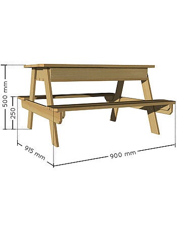 Table bois enfant avec bac à sable intégré
