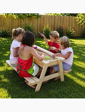 Table bois enfant avec bac à sable intégré
