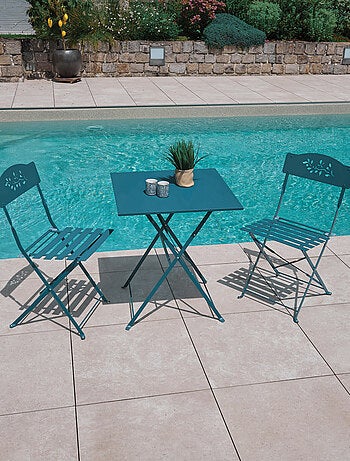 Table carrée de jardin pliante en acier