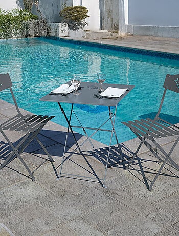 Table carrée de jardin pliante en acier