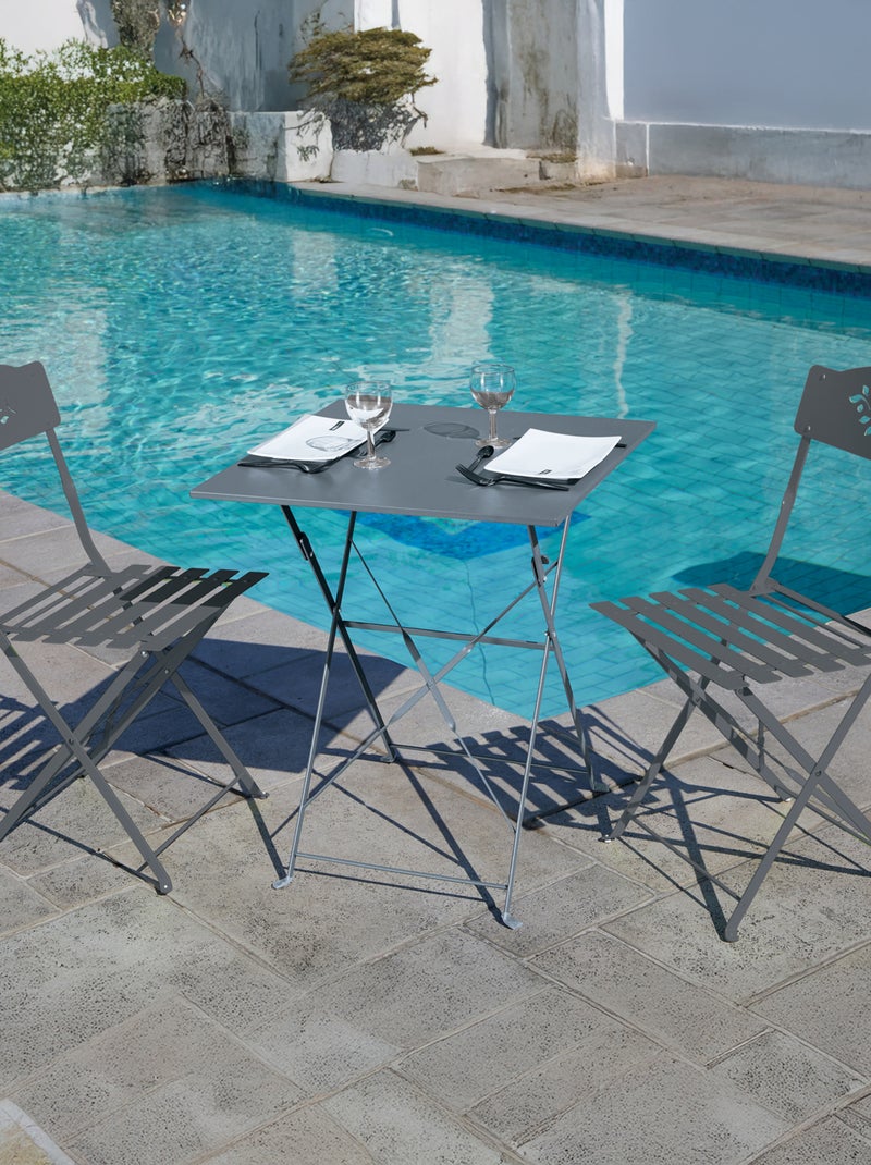 Table carrée de jardin pliante en acier gris anthracite - Kiabi