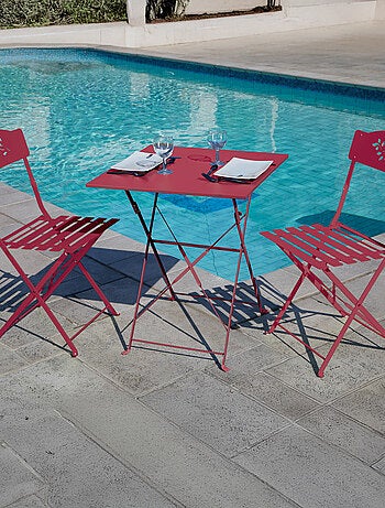 Table carrée de jardin pliante en acier