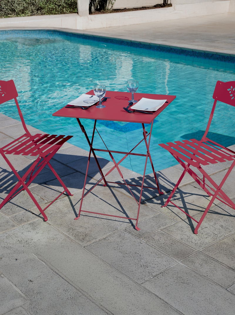 Table carrée de jardin pliante en acier Rouge - Kiabi