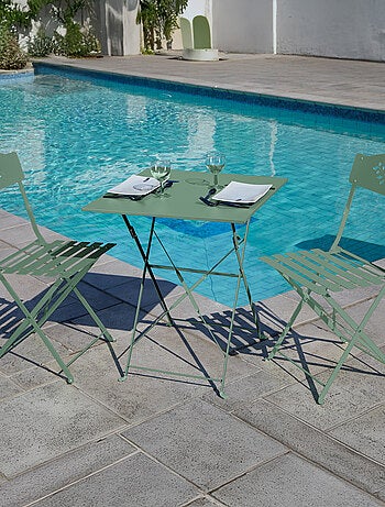 Table carrée de jardin pliante en acier