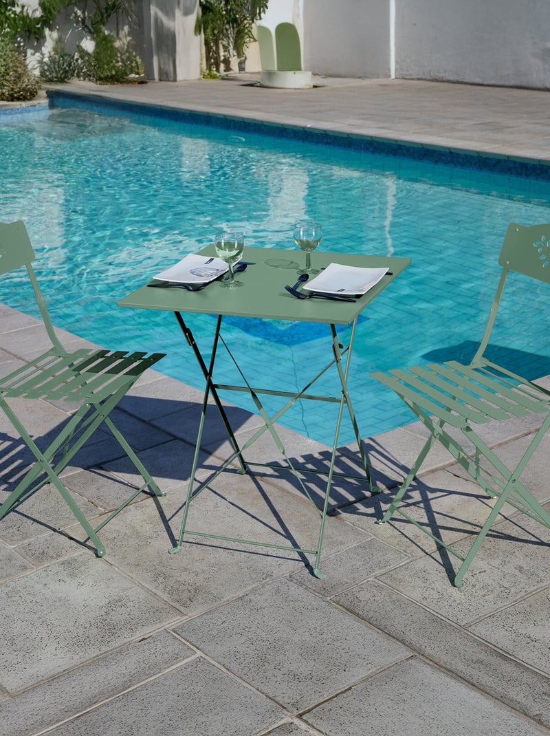 Table carrée de jardin pliante en acier Vert clair - Kiabi