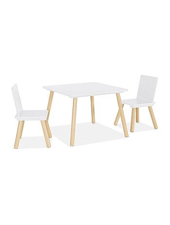 Table carrée enfant bois de pin 2 assises Judith