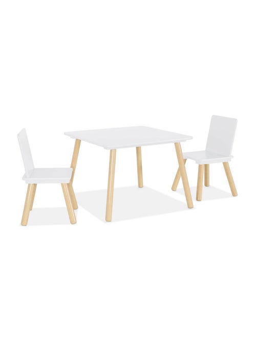 Table carrée enfant bois de pin 2 assises Judith - Kiabi Table carrée enfant bois de pin 2 assises Judith - Kiabi
