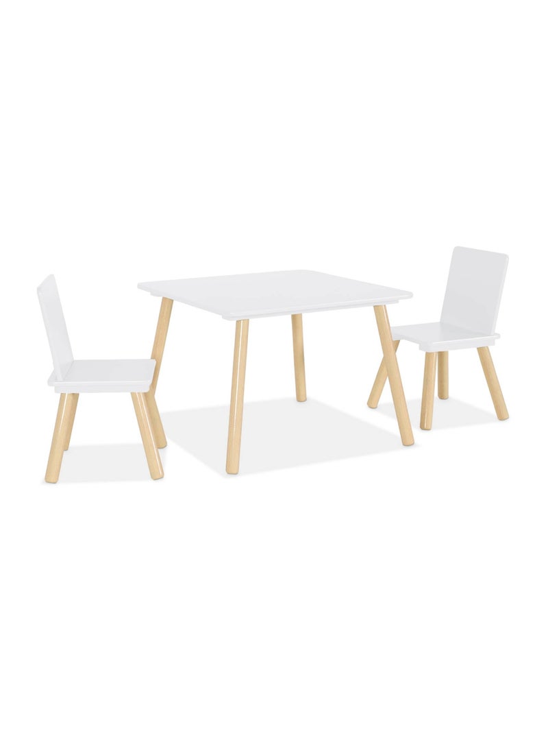Table carrée enfant bois de pin 2 assises Judith Blanc - Kiabi