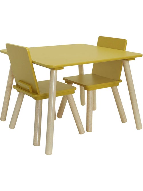 Table carrée enfant bois de pin 2 assises Judith - Kiabi