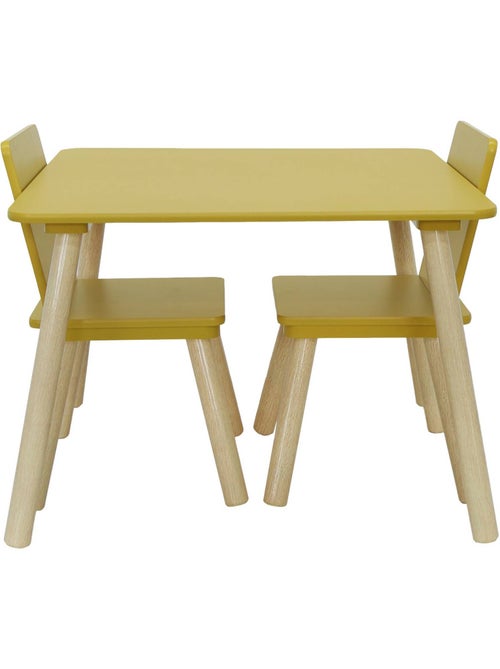 Table carrée enfant bois de pin 2 assises Judith - Kiabi
