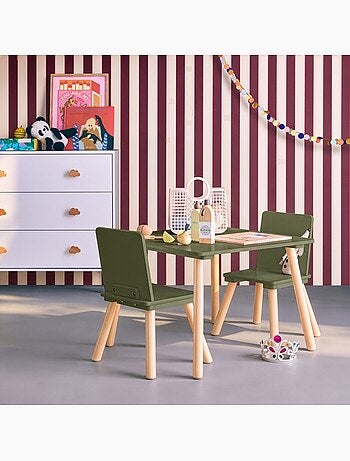 Table carrée enfant bois de pin 2 assises judith