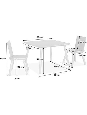 Table carrée enfant bois de pin 2 assises judith