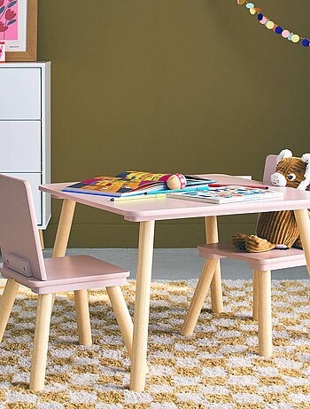 Table carrée enfant bois de pin 2 assises Judith