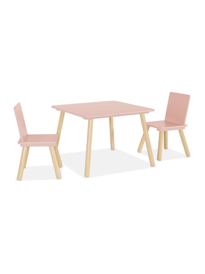 Table carrée enfant bois de pin 2 assises Judith Rose - Kiabi