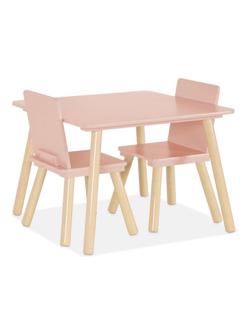 Table carrée enfant bois de pin 2 assises Judith - Kiabi Table carrée enfant bois de pin 2 assises Judith - Kiabi