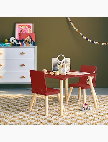 Table carrée enfant bois de pin 2 assises Judith