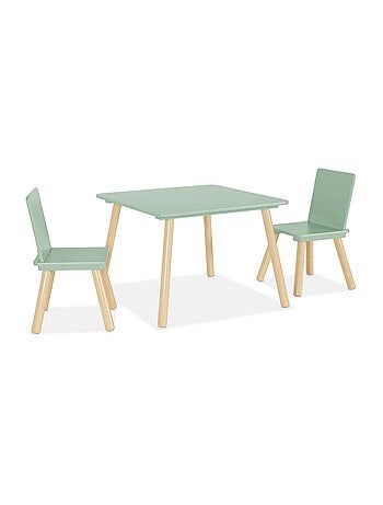 Table carrée enfant bois de pin 2 assises Judith