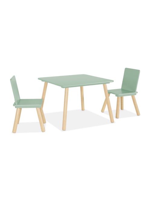 Table carrée enfant bois de pin 2 assises Judith - Kiabi Table carrée enfant bois de pin 2 assises Judith - Kiabi