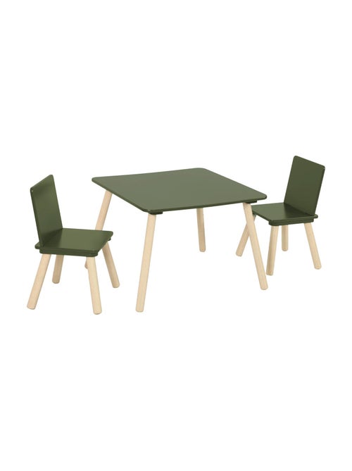 Table carrée enfant bois de pin 2 assises Judith - Kiabi