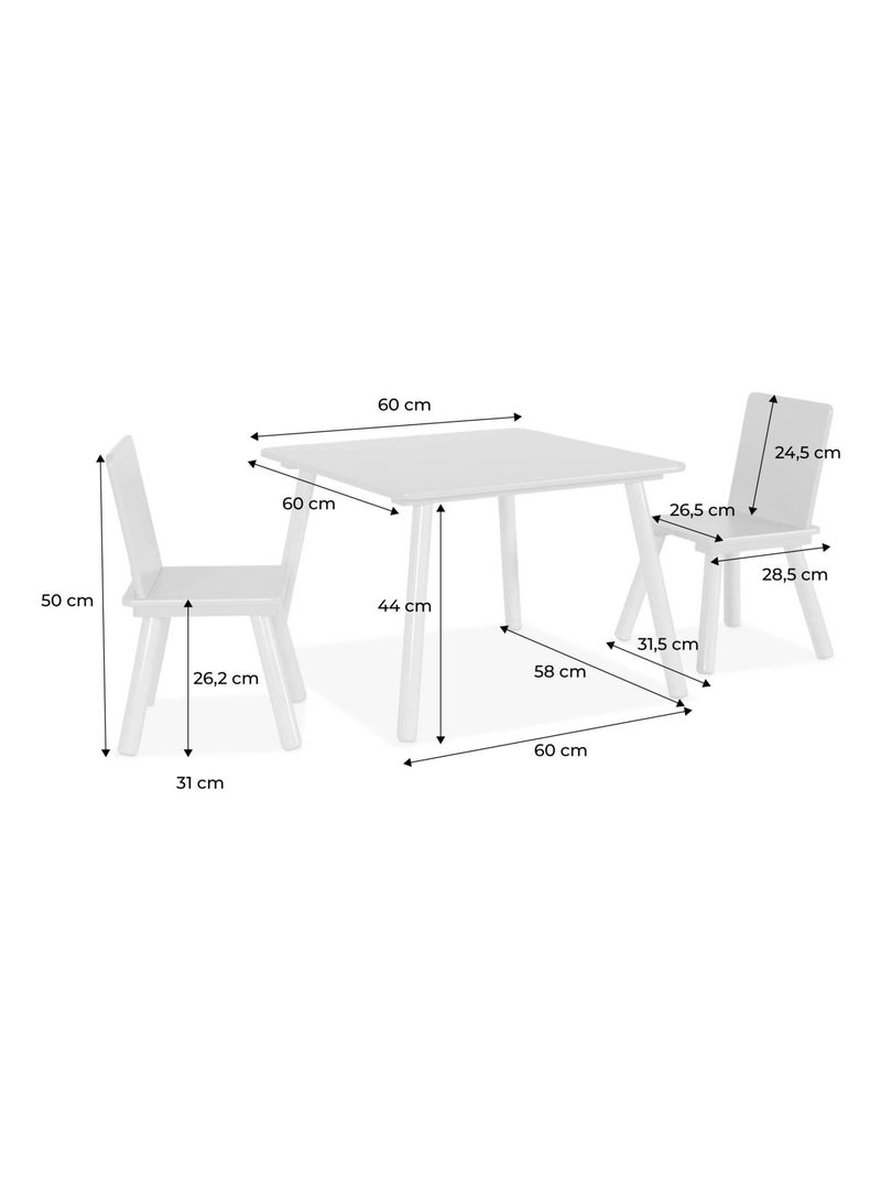 Table carrée enfant bois de pin 2 assises Judith Vert olive - Kiabi