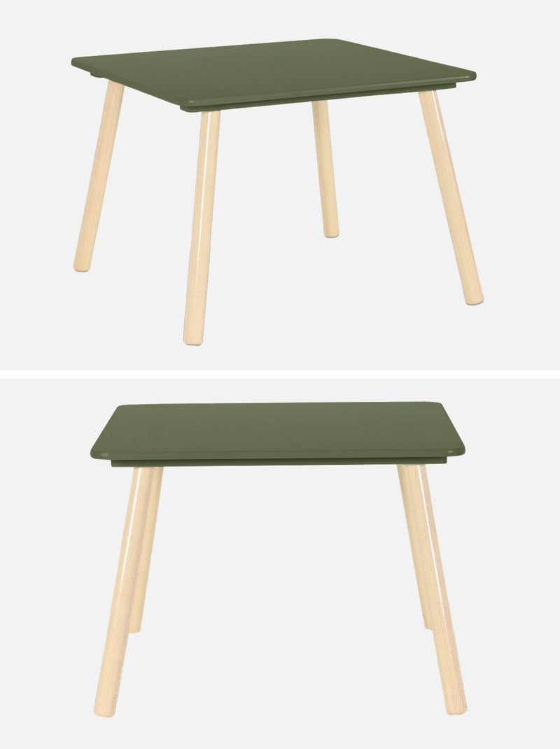 Table carrée enfant bois de pin 2 assises Judith Vert olive - Kiabi