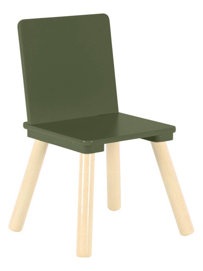 Table carrée enfant bois de pin 2 assises Judith Vert olive - Kiabi