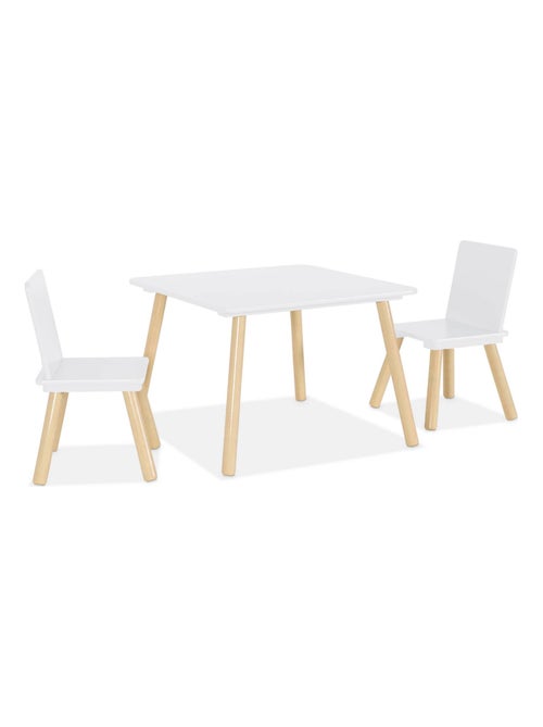 Table carrée enfant bois de pin 2 chaises Judith - Kiabi