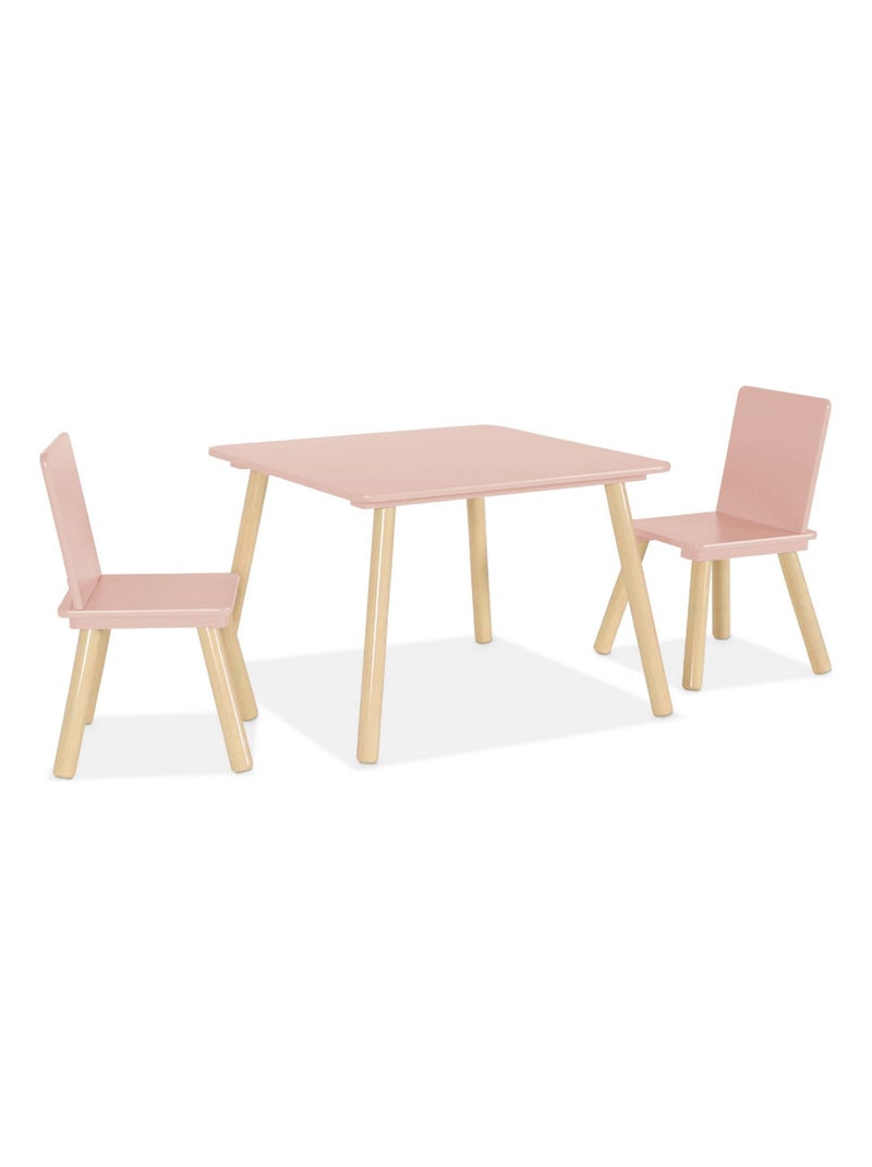 Table carrée enfant bois de pin 2 chaises Judith Rose - Kiabi