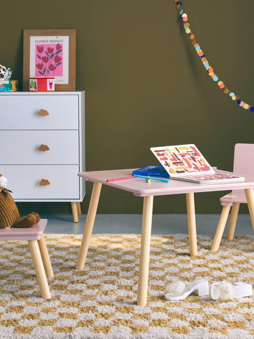 Table carrée enfant bois de pin 2 chaises Judith - Kiabi