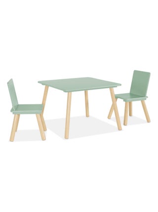 Table carrée enfant bois de pin 2 chaises Judith