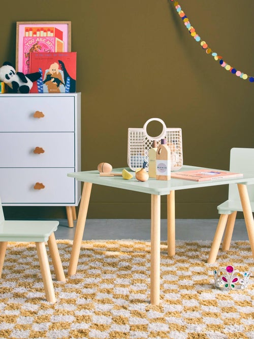Table carrée enfant bois de pin 2 chaises Judith - Kiabi