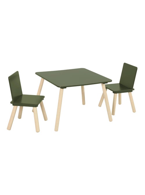 Table carrée enfant bois de pin 2 chaises Judith - Kiabi